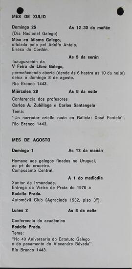 Triptico de jornadas de cultura Galega