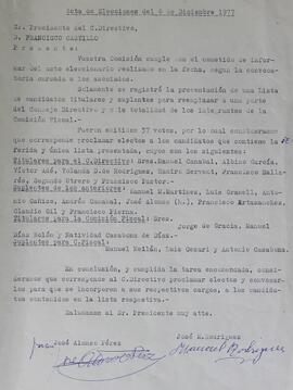 Acta de elecciones 6 de diciembre 1977