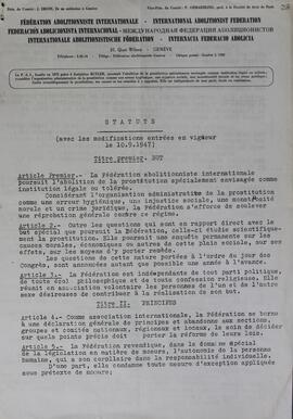 Federation Abolitionniste Internationale. Statuts