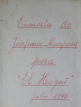 Encuesta sobre Josefina Marpons para "El Hogar"
