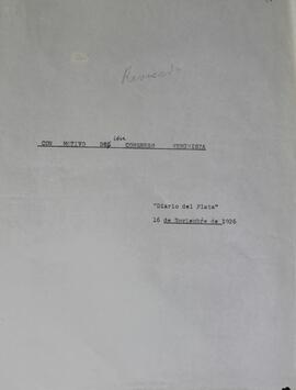 Carta con motivo del Congreso Feminista