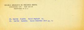 Tarjeta Escuela Uruguaya de Mecanica Dental