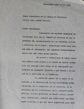 Carta al Presidente de la Cámara de Senadores