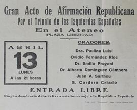 Afiche Gran acto de Afirmación Republicana
