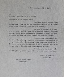 Condolencias por fallecimiento de Francisco Díaz