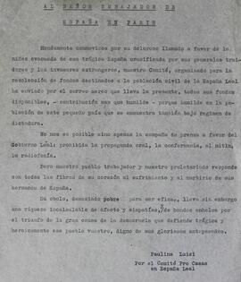 Carta al Sr. Embajador de España en París