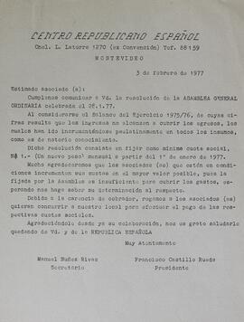 Resolución de asamblea sobre cuota social