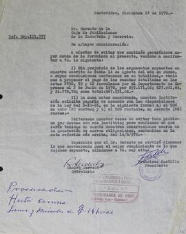 Carta al Gerente de Jubilaciones de Industria y Comercio