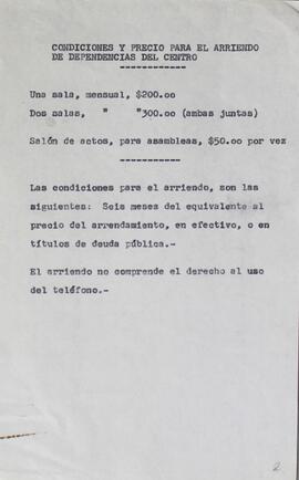 Condiciones y precios de alquiler