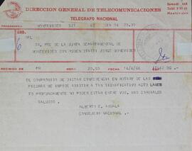 Telegrama de adhesión de Alberto Abdala