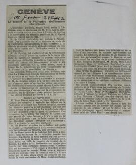 Journal de Genève: Le Congrés de la Federation Abolitionmiste Internationale