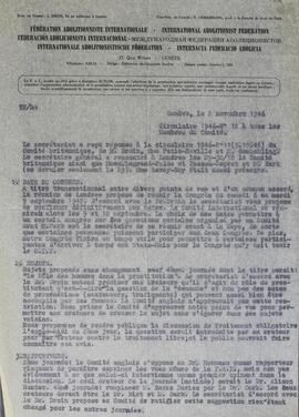 Fedération Abolitionniste Internationale. Circulare 1946