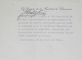 Tarjeta homenaje Junta Departamental de Montevideo