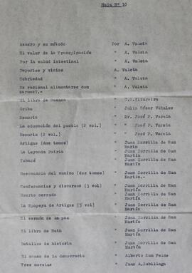 Listados de libros donados