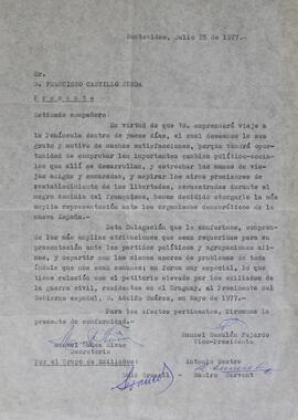 Otorgamiento de representación oficial del Gobierno Republicano Español